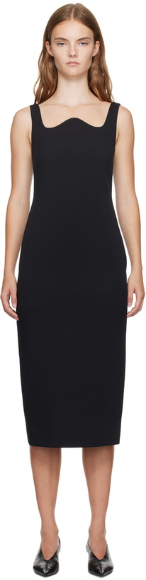 Photo: Recto Black Signature Curved Neck Midi Dress