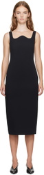 Recto Black Signature Curved Neck Midi Dress