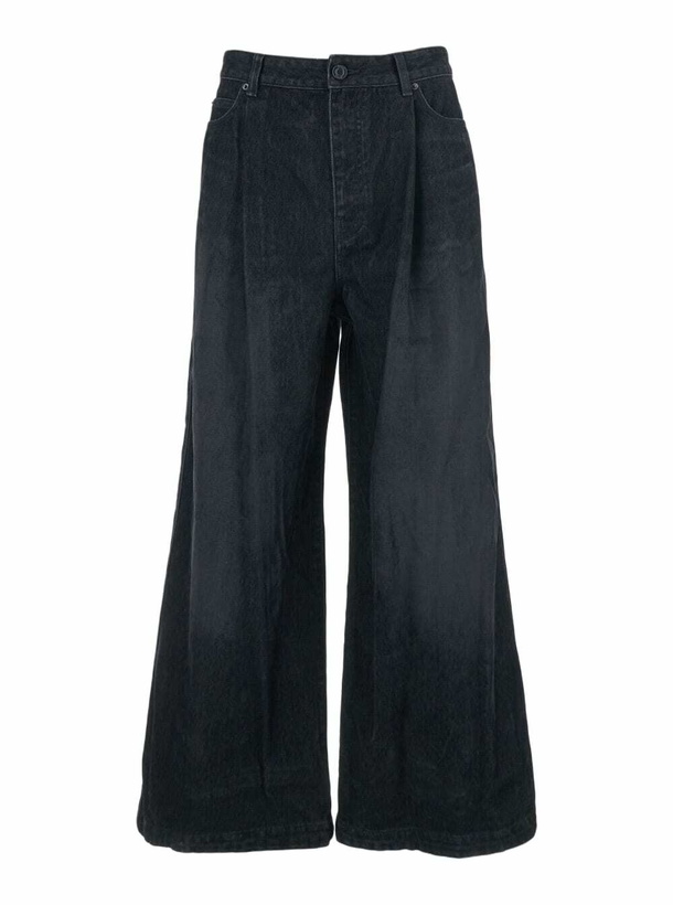 Photo: Juun.J Black Jeans With Faded Effect And Wide Legi N Denim Man