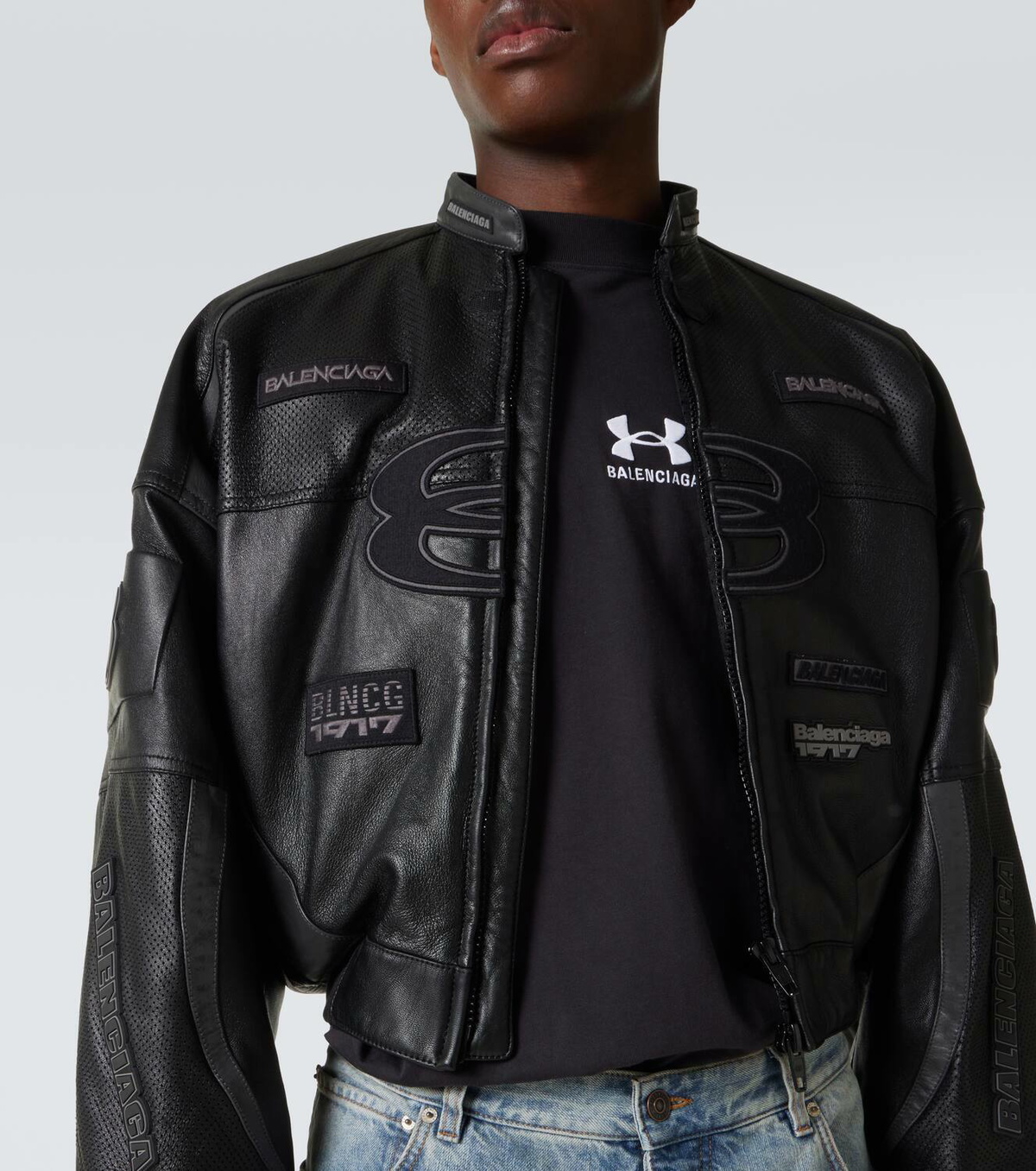 Balenciaga Round leather biker jacket Balenciaga