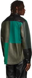 Marine Serre Green Shades of Green Leather Jacket