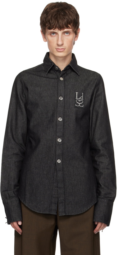 Photo: Ludovic de Saint Sernin Black Button Denim Shirt