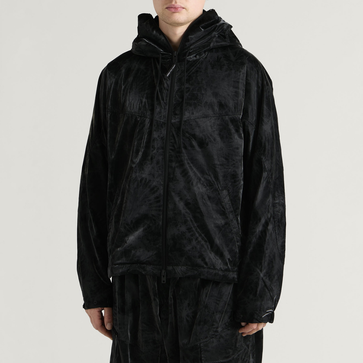 Y-3 Men's Marble Nylon Hoodied Coat in Black