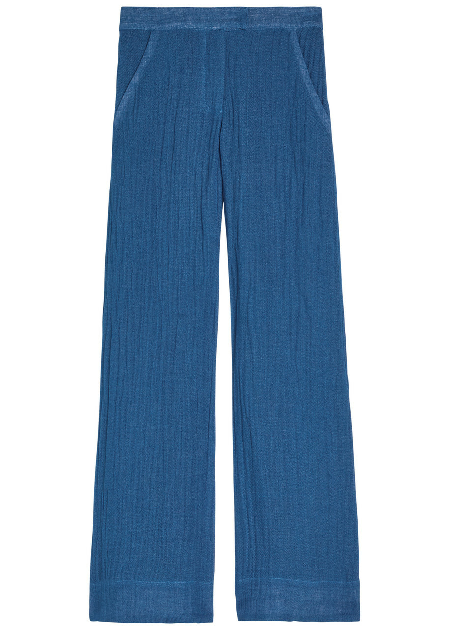 Lisa Marie Fernandez Wide-leg Linen-blend Trousers Blue
