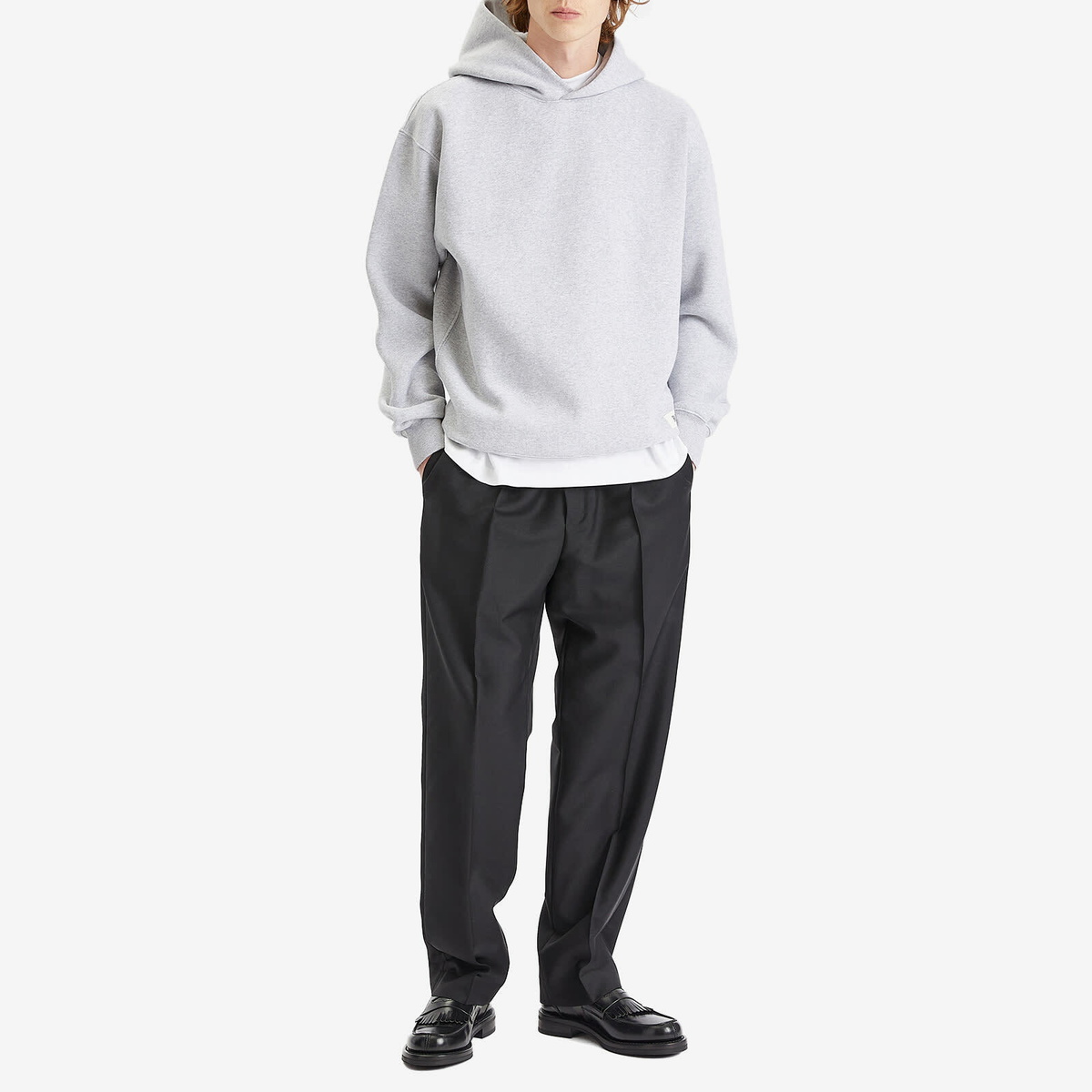 Róhe Men's Logo Hoodie in Mid Grey Melange