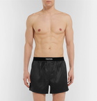 TOM FORD - Velvet-Trimmed Stretch-Silk Satin Boxer Shorts - Black