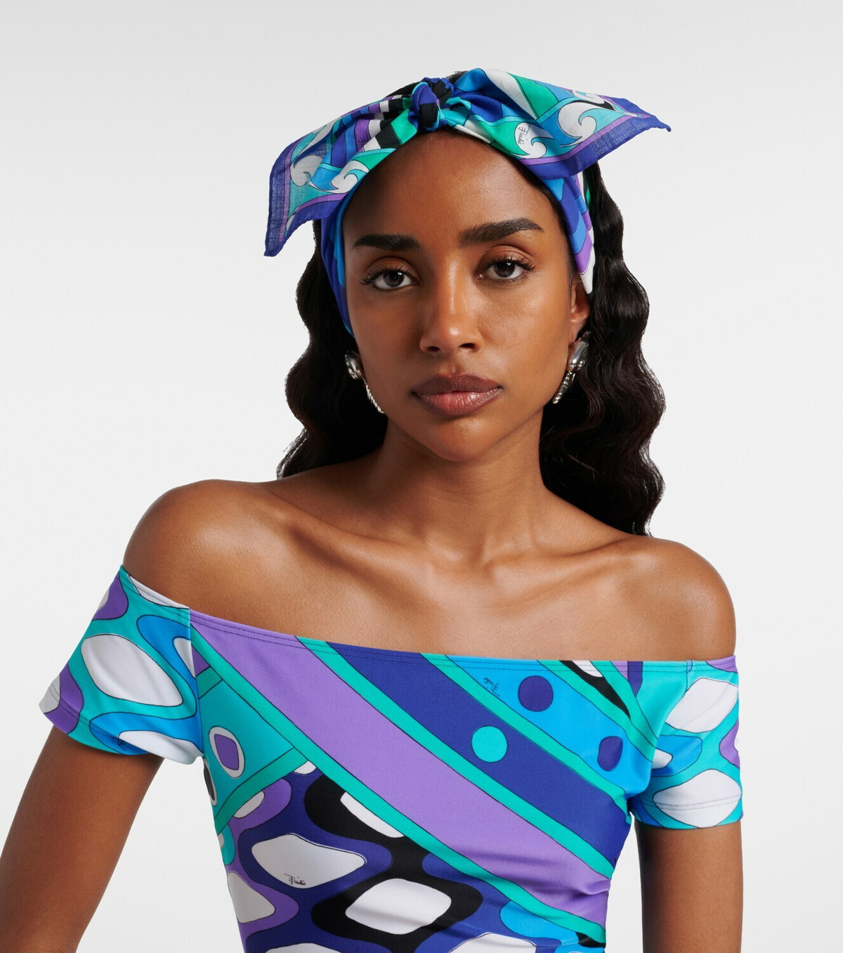 Pucci Iride bow-deatil cotton head wrap