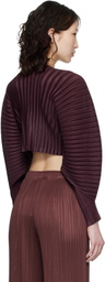 PLEATS PLEASE ISSEY MIYAKE Burgundy Rib Pleats January Cardigan