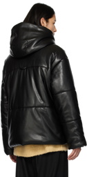 Nanushka Black Hide Vegan Leather Puffer Jacket
