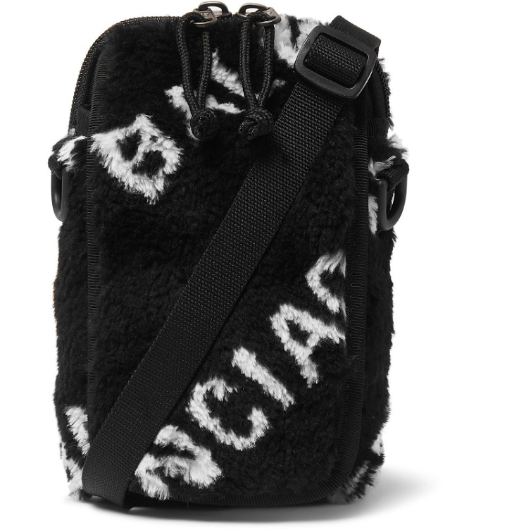Photo: Balenciaga - Logo-Print Fleece Messenger Bag - Black