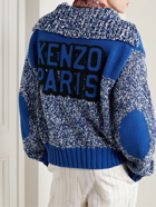 KENZO - Fisherman Logo-Appliquéd Panelled Mouliné-Cotton Cardigan - Blue