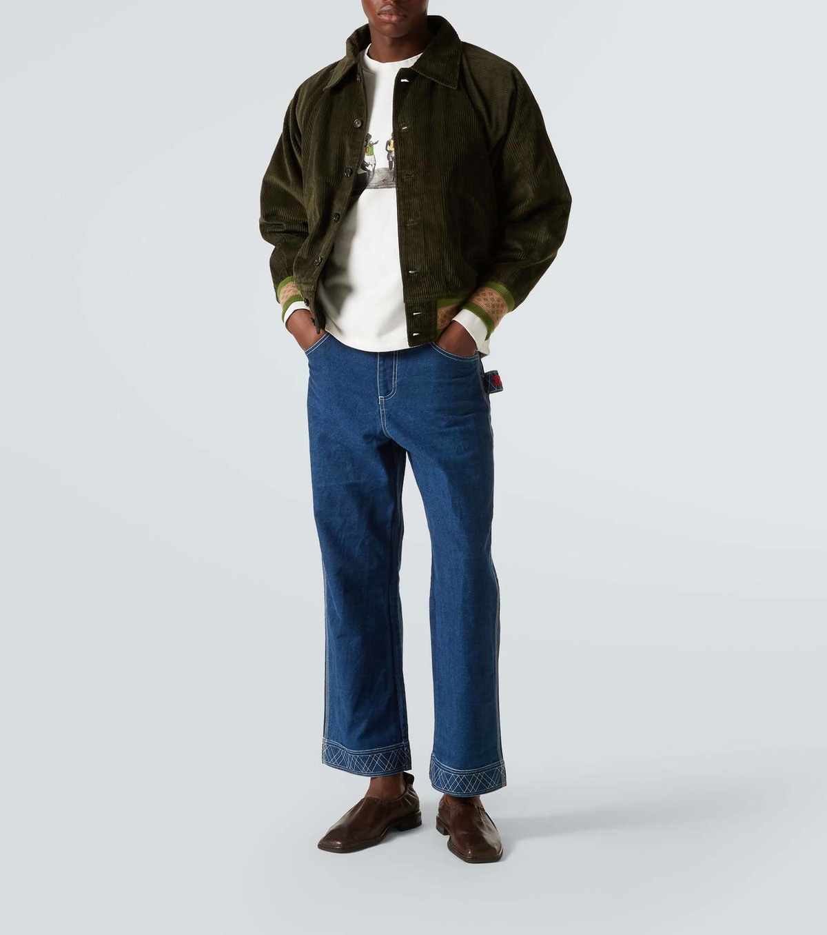 【Bode】 Finish Line patch-appliqueコットンセーターシャツ Bode Finish Line patch-appliqué cotton sweatshirt Bode