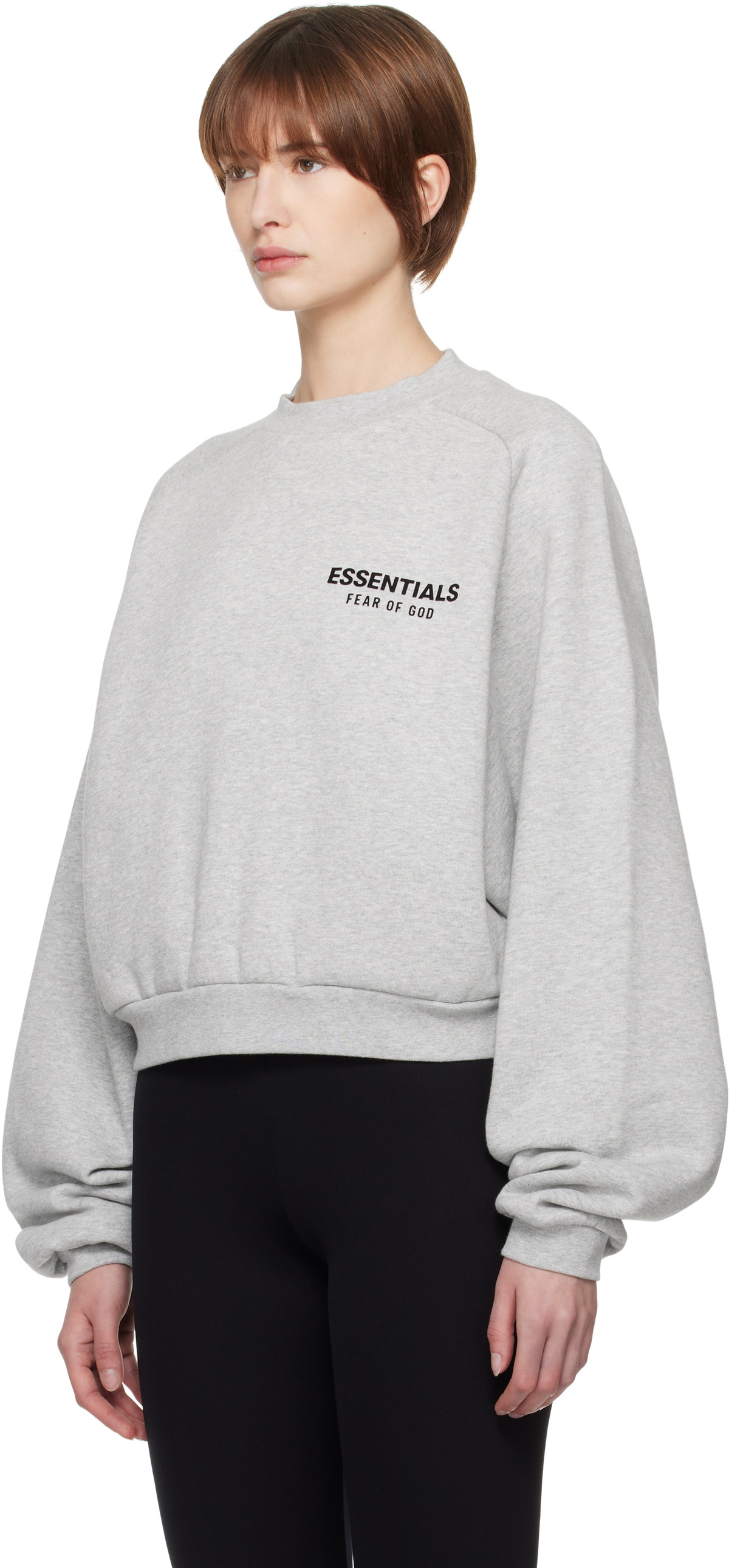 Fear of God ESSENTIALS Gray Fleece Cropped Crewneck