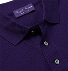 Ralph Lauren Purple Label - Logo-Embroidered Mercerised Cotton-Piqué Polo Shirt - Dark purple