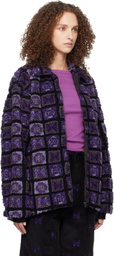 NEEDLES Purple & Black Papillon Plaid Pile Jacket