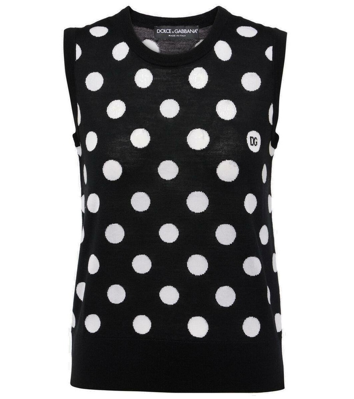 Photo: Dolce&Gabbana Polka-dot wool and silk tank top