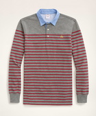 Brooks Brothers Men's Supima Cotton Mariner Stripe Long-Sleeve Polo Shirt | Grey