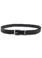 Saint Laurent Braided Leather Belt Black
