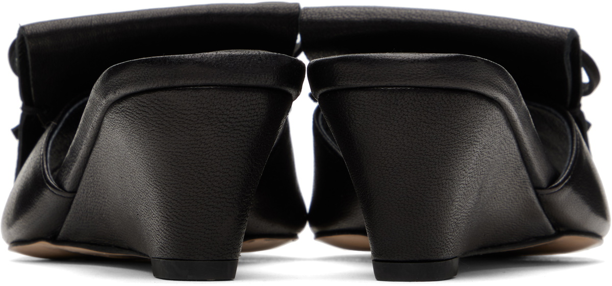 OPEN YY Black Fringe Wedge Mules