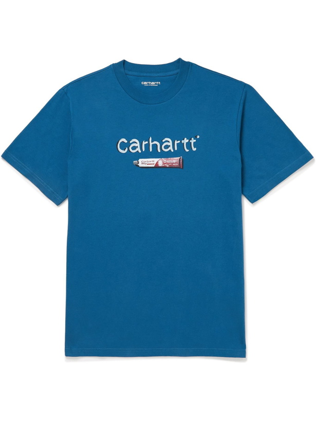 Photo: Carhartt WIP - Toothpaste Printed Cotton-Jersey T-Shirt - Blue