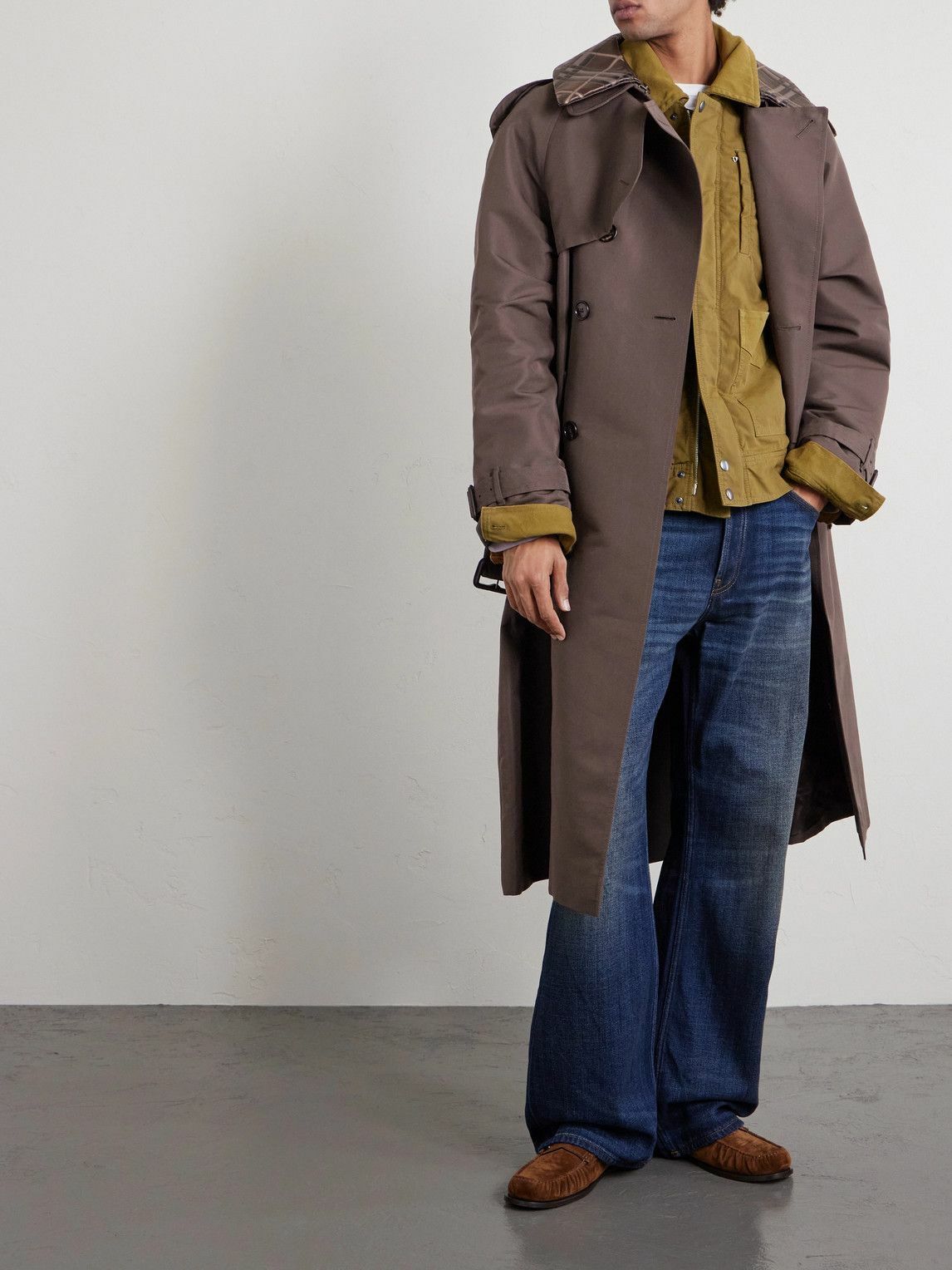 Burberry - Leather-Trimmed Silk and Cotton-Blend Trench Coat - Brown