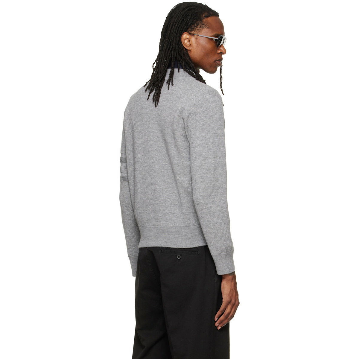 Thom Browne Gray Ottoman Milano Stitch 4-Bar Bomber Jacket