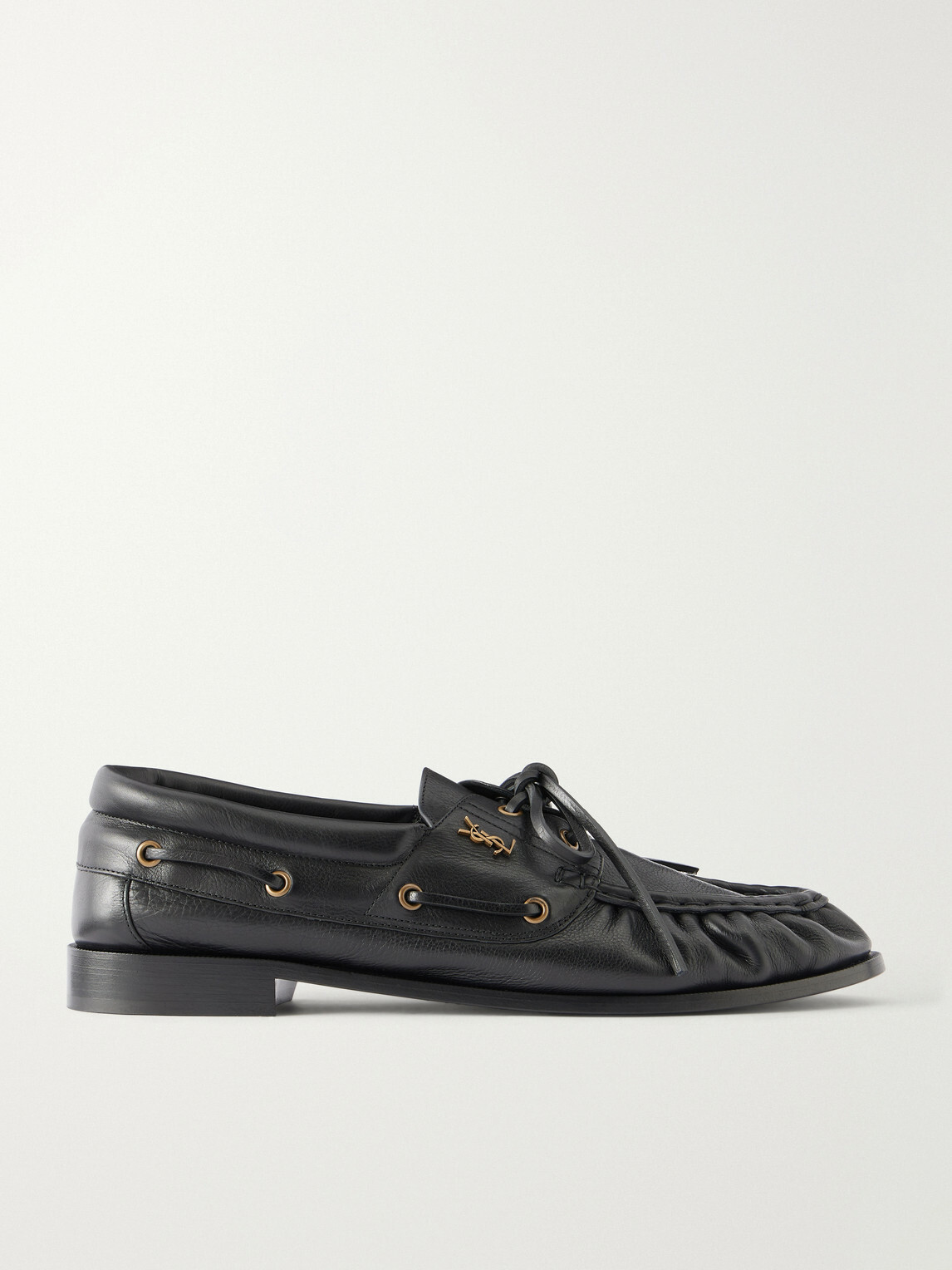 SAINT LAURENT - Le Loafer Monogram Logo-Appliquéd Leather Loafers - Black