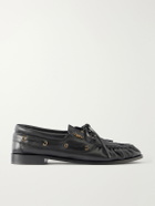 SAINT LAURENT - Le Loafer Monogram Logo-Appliquéd Leather Loafers - Black