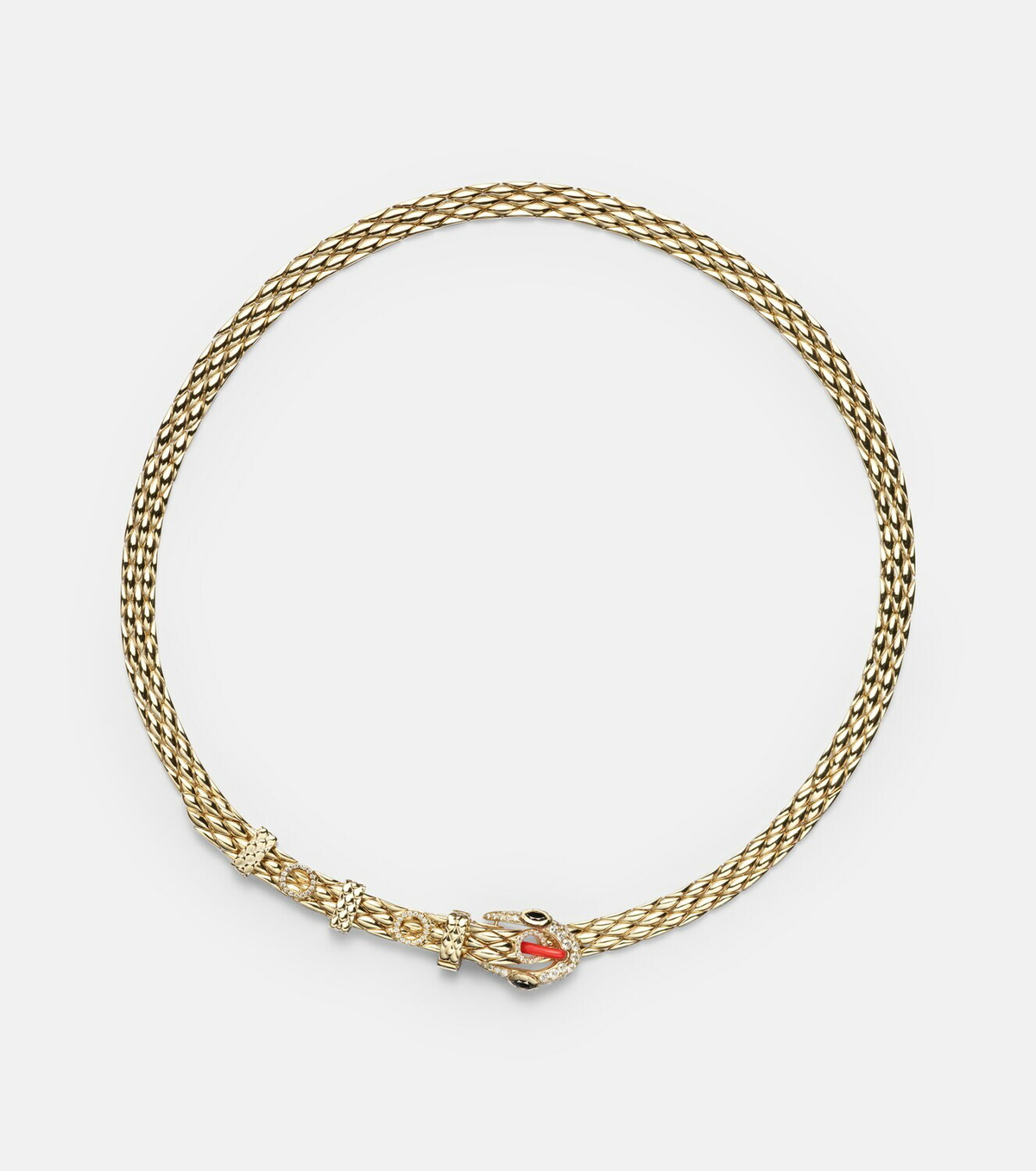 Yvonne Léon Python 9kt gold choker with diamonds