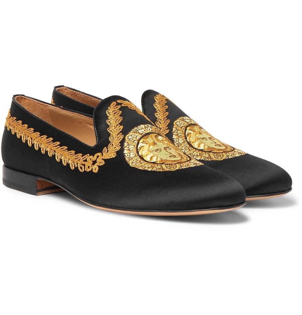 Versace - Embroidered Loafers - - Black Versace