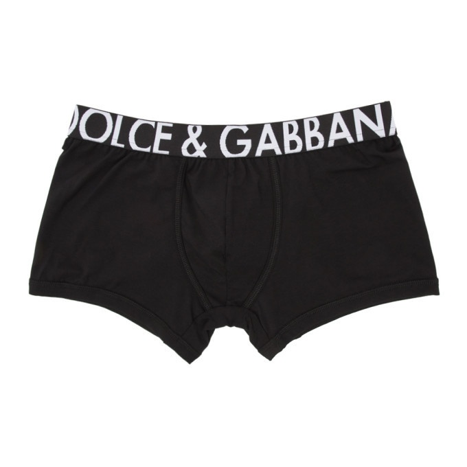Photo: Dolce and Gabbana Black Big Logo Regular Boxer Briefs