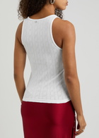 Rabanne Logo Monogram Pointelle Cotton Vest White