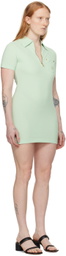 Palm Angels Green Half-Zip Minidress