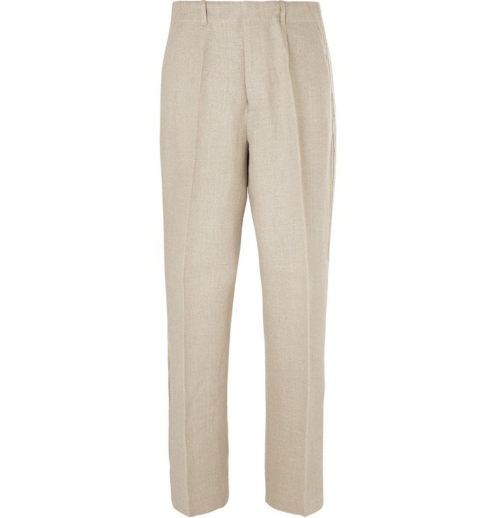 Photo: Our Legacy - Striped Herringbone Linen Trousers - Neutral