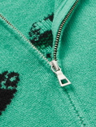 The Elder Statesman - Sealife Jacquard-Knit Cashmere Zip-Up Sweater - Blue