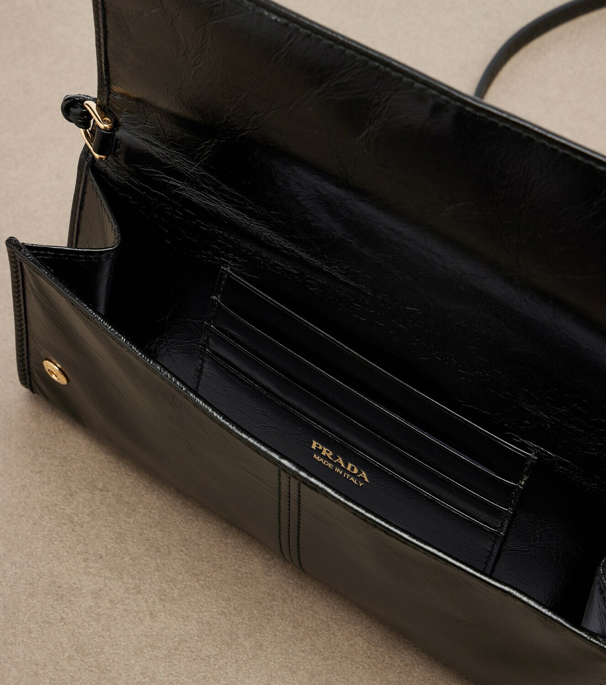 Prada Logo leather pouch with strap