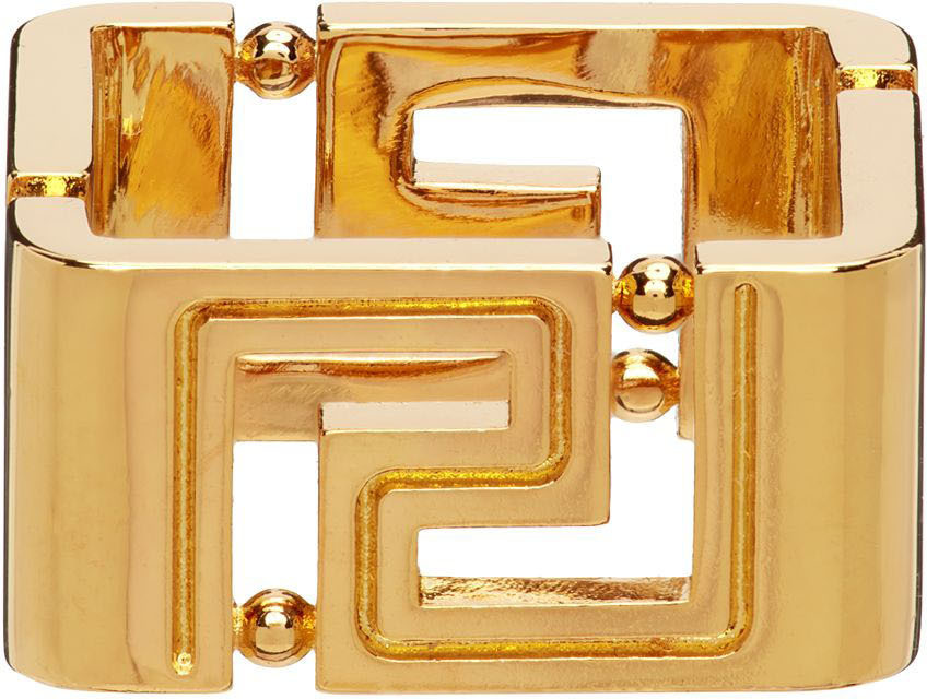 Versace Gold Square Greca Ring