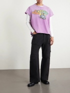 Satoshi Nakamoto - 1977 Dirtbike Layered Distressed Printed Waffle-Knit and Cotton-Jersey T-Shirt - Purple