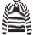 Moncler - Slim-Fit Appliquéd Striped Cotton Rollneck Sweater - Men - Black