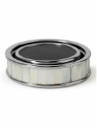 Lorenzi Milano - Set of Six Chrome-Plated, Mother-of-Pearl and Full-Grain Leather Coasters
