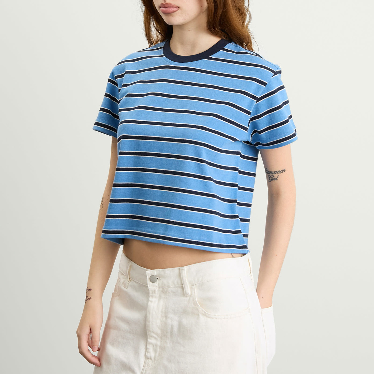 Fruity Booty Women's Jersey Stripe T-Shirt in Blue