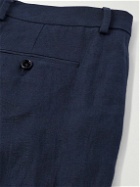 Lardini - Straight-Leg Pleated Linen Suit Trousers - Blue
