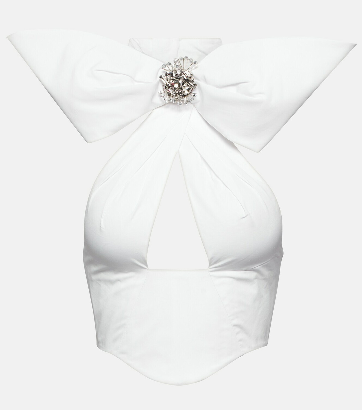 Area Embellished cutout cotton top
