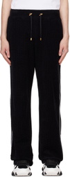 Balmain Black Velvet Monogram Kiss Jersey Sweatpants