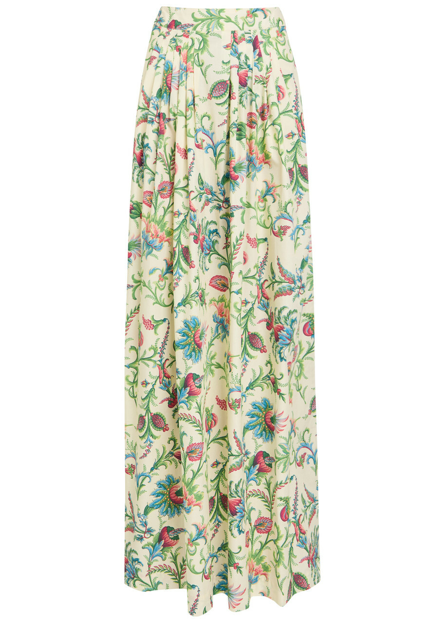 Etro Floral-print Cotton-poplin Maxi Skirt Multicoloured 1