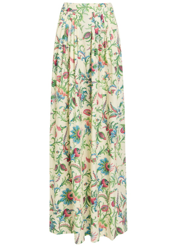 Photo: Etro Floral-print Cotton-poplin Maxi Skirt Multicoloured 1