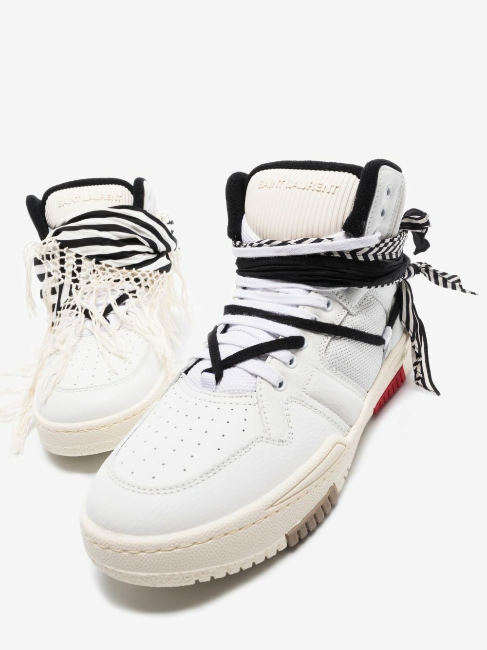 Saint Laurent White Smith Cure 05 Leather High-Top Sneakers