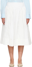 Sandy Liang White Murano Midi Skirt