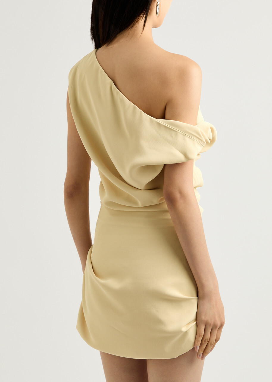 Paris Georgia Remmy One-shoulder Gathered Mini Dress Cream
