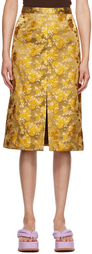 Photo: Dries Van Noten Gold Floral Midi Skirt